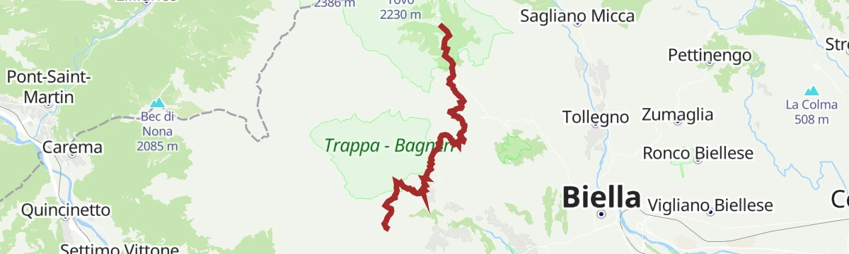 Route map: Grande Traversata del Biellese: Tappa 1 Santuario di Oropa